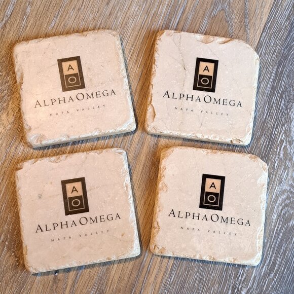4 Alpha Omega Winery Marble Coasters - Picture 1 of 3